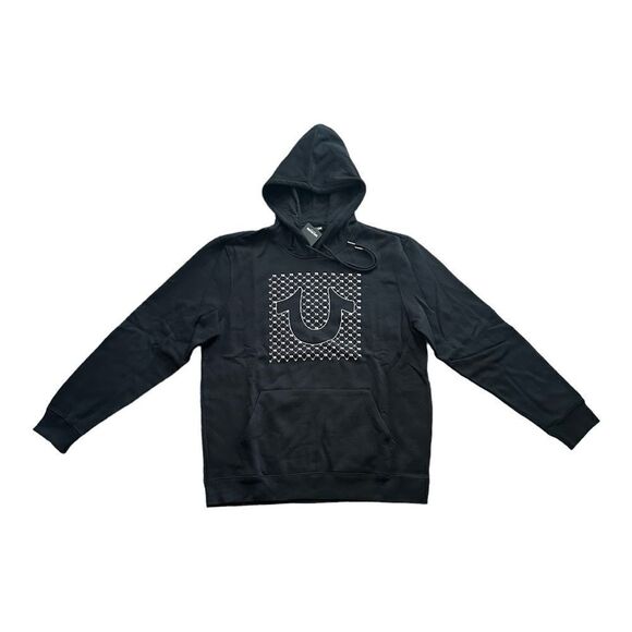 True Religion Horseshoe Logo Raised Micro TR Hoodie XL Style 107188 Jet Black - Picture 1 of 7